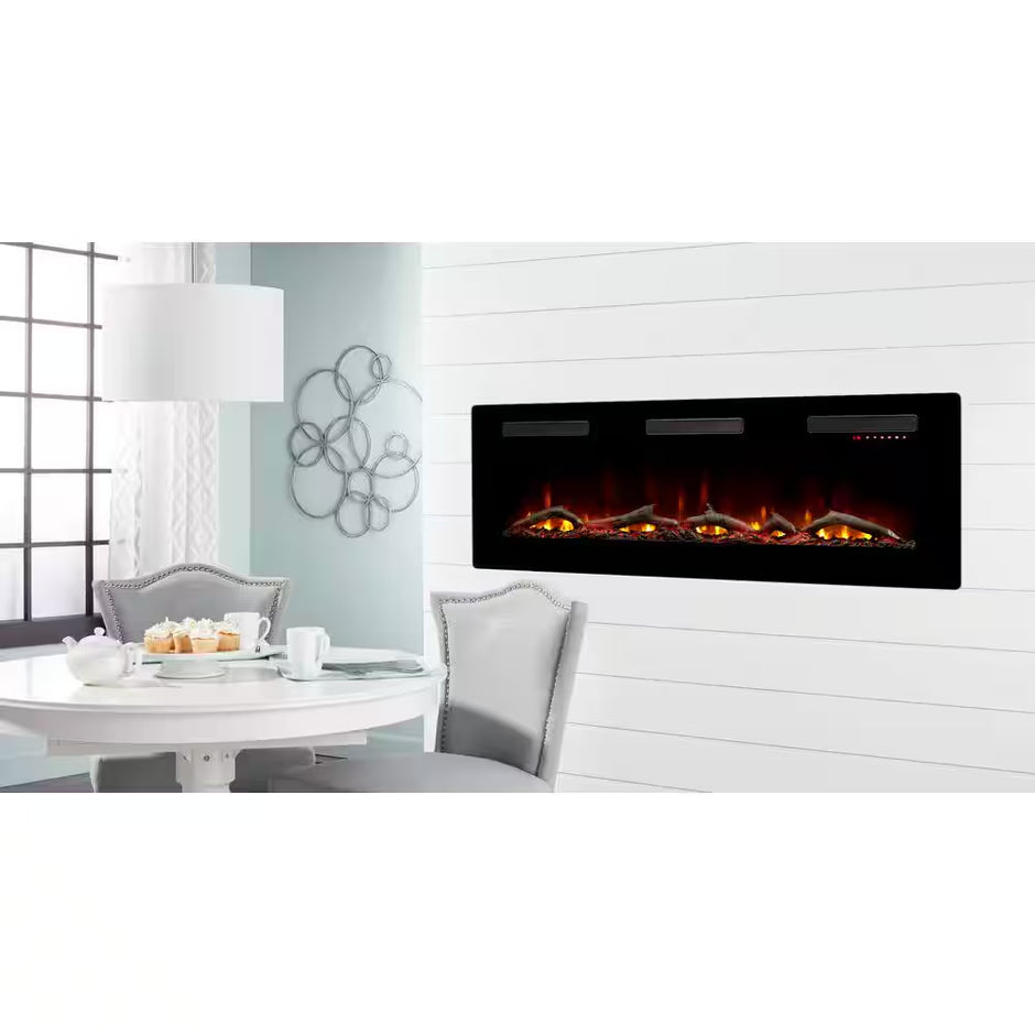 Sierra 60 In. Wall/Built-In Linear Electric Fireplace in Black