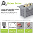 43 In. 50,000 BTU Light Gray Rectangle Rattan Wicker Outdoor Propane Fire Pit Table