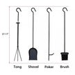 5-Pieces Iron Fireplace Tools Sets Fireplace Accessories Tools with Holder for Indoor Outdoor Fireplace Fire Pit Black
