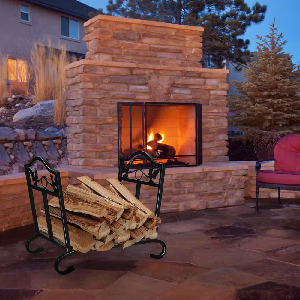 14.5 In. H X 17 In. D X 12.5 In. W Outdoor Folding Steel Firewood Rack Wood Storage Holder