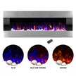 54 In. Stainless Steel Electric Fireplace with Wall Mount and Remote in Silver