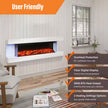50 In. Wall Mount 3-Sided Electric Fireplace in White with Thermostat and Remote, 12-Flame Colors, LED Side Lights