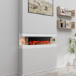 50 In. Wall Mount 3-Sided Electric Fireplace in White with Thermostat and Remote, 12-Flame Colors, LED Side Lights