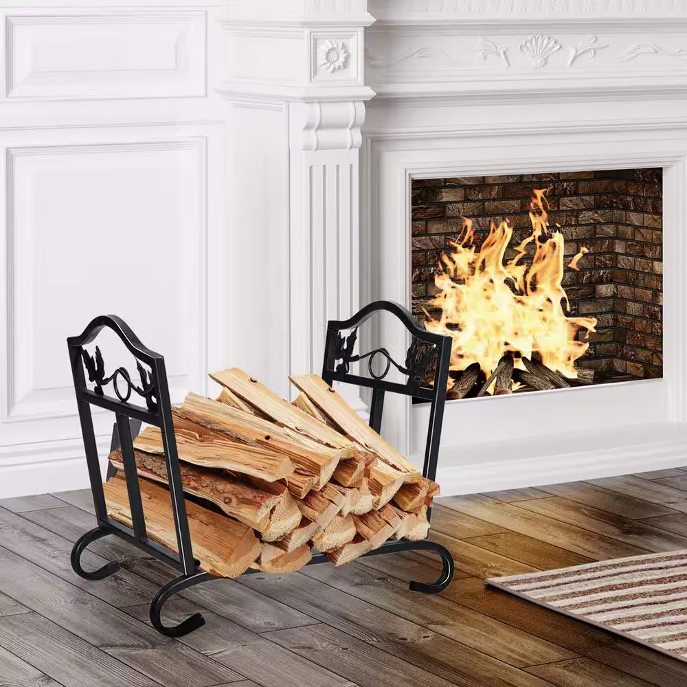 14.5 In. H X 17 In. D X 12.5 In. W Outdoor Folding Steel Firewood Rack Wood Storage Holder