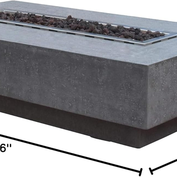 Hampton Fire Table Outdoor Fire Pit 56" X 32" Cast Concrete Firepit Includes Lava Rocks 45,000 Btus Outdoor Fireplace for Patio Furniture Set, Deck, Porch, Outdoor Heater - Liquid Propane