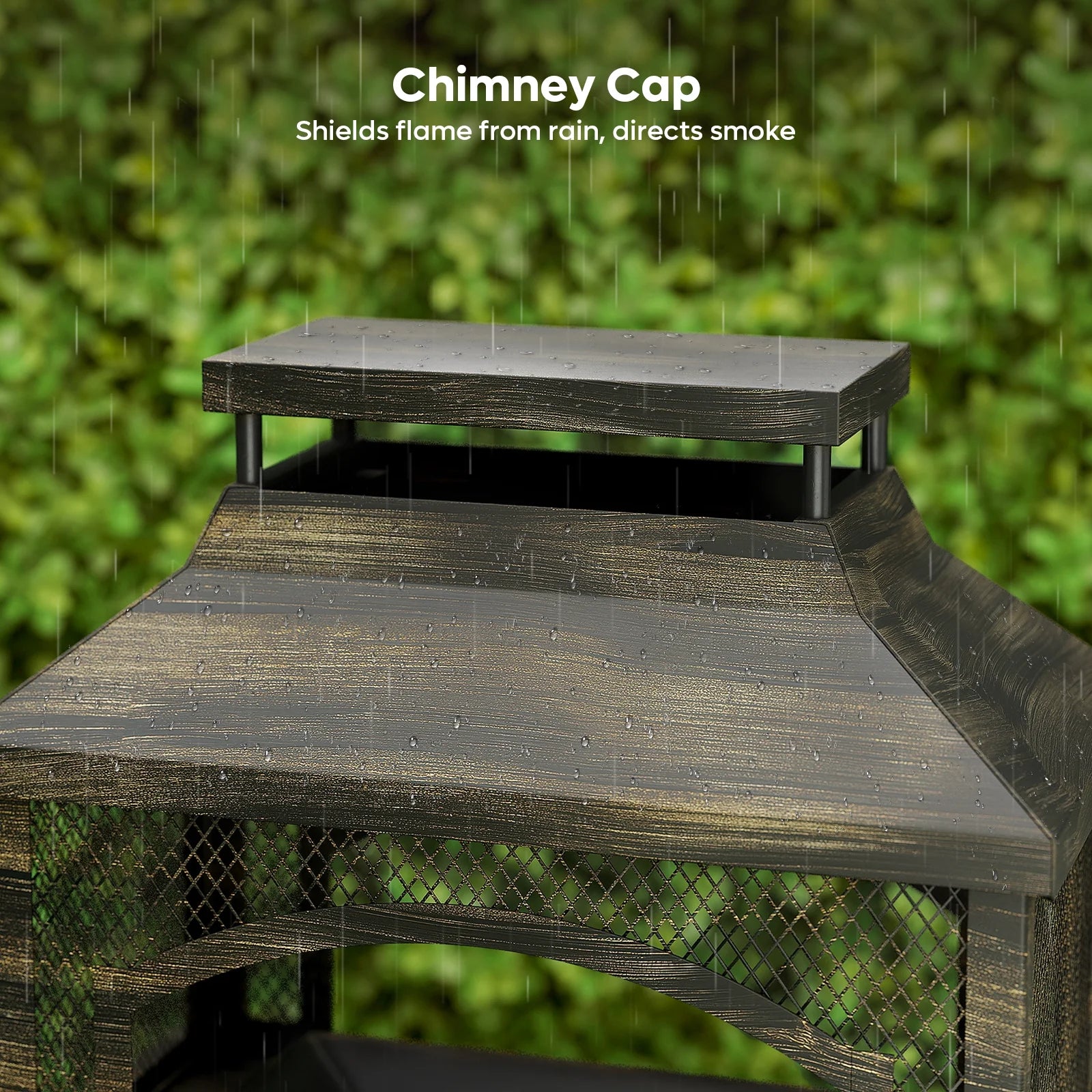 Fire Pits for outside Wood Burning, Outdoor Fireplace with Log Storage Rack, Freestanding Chiminea Fireplace with Mesh Screen and Pocker for Backyard Patio Party Camping Picnic, 37