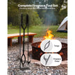 Wrought Iron Fireplace Tool Set, 3 PCS Fire Tool Set and Holder with Stand, Tongs, Fire Place Poker, for Indoor/Outdoor