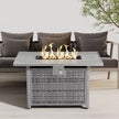 43 In. 50,000 BTU Light Gray Rectangle Rattan Wicker Outdoor Propane Fire Pit Table