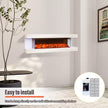50 In. Wall Mount 3-Sided Electric Fireplace in White with Thermostat and Remote, 12-Flame Colors, LED Side Lights