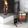 5-Pieces Iron Fireplace Tools Sets Fireplace Accessories Tools with Holder for Indoor Outdoor Fireplace Fire Pit Black