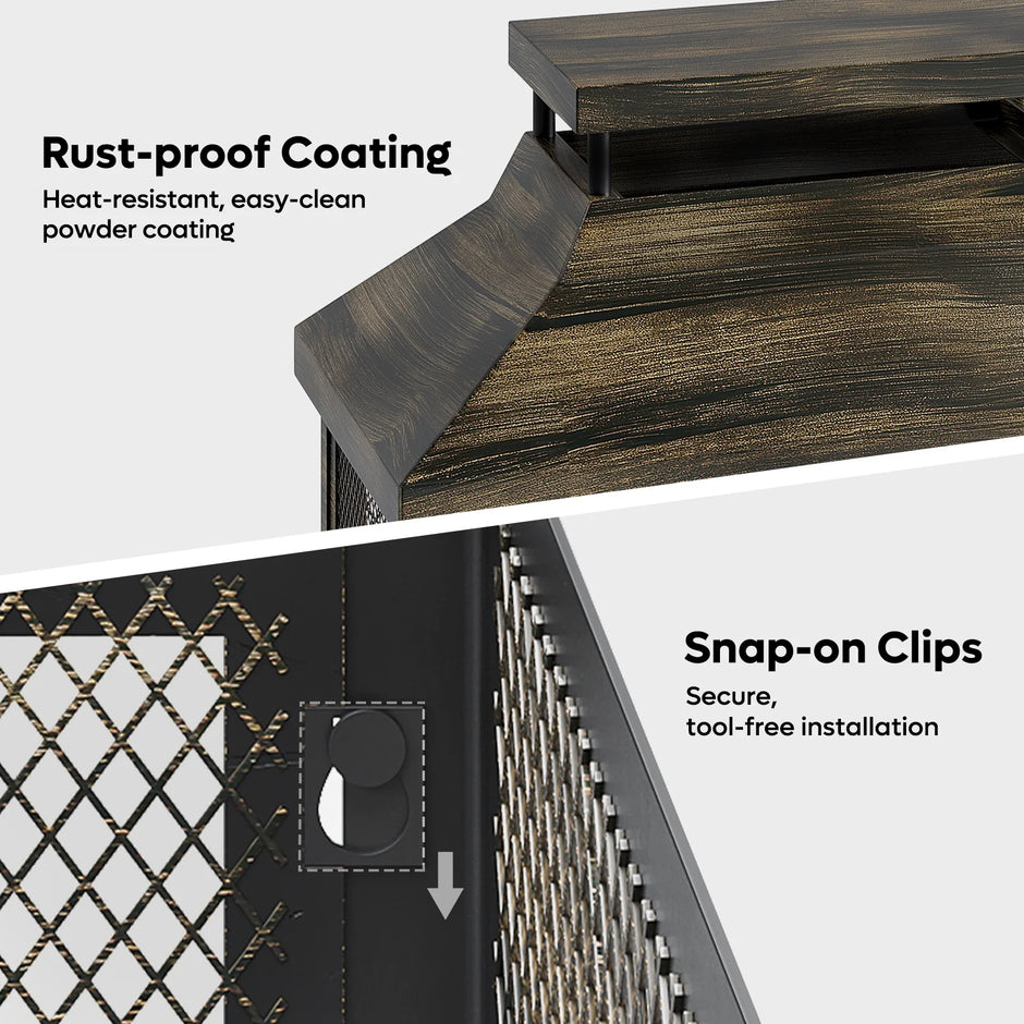 Fire Pits for outside Wood Burning, Outdoor Fireplace with Log Storage Rack, Freestanding Chiminea Fireplace with Mesh Screen and Pocker for Backyard Patio Party Camping Picnic, 37