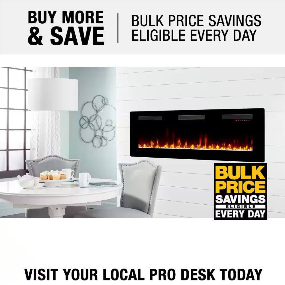 Sierra 60 In. Wall/Built-In Linear Electric Fireplace in Black