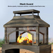 Fire Pits for outside Wood Burning, Outdoor Fireplace with Log Storage Rack, Freestanding Chiminea Fireplace with Mesh Screen and Pocker for Backyard Patio Party Camping Picnic, 37