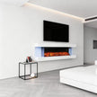 50 In. Wall Mount 3-Sided Electric Fireplace in White with Thermostat and Remote, 12-Flame Colors, LED Side Lights