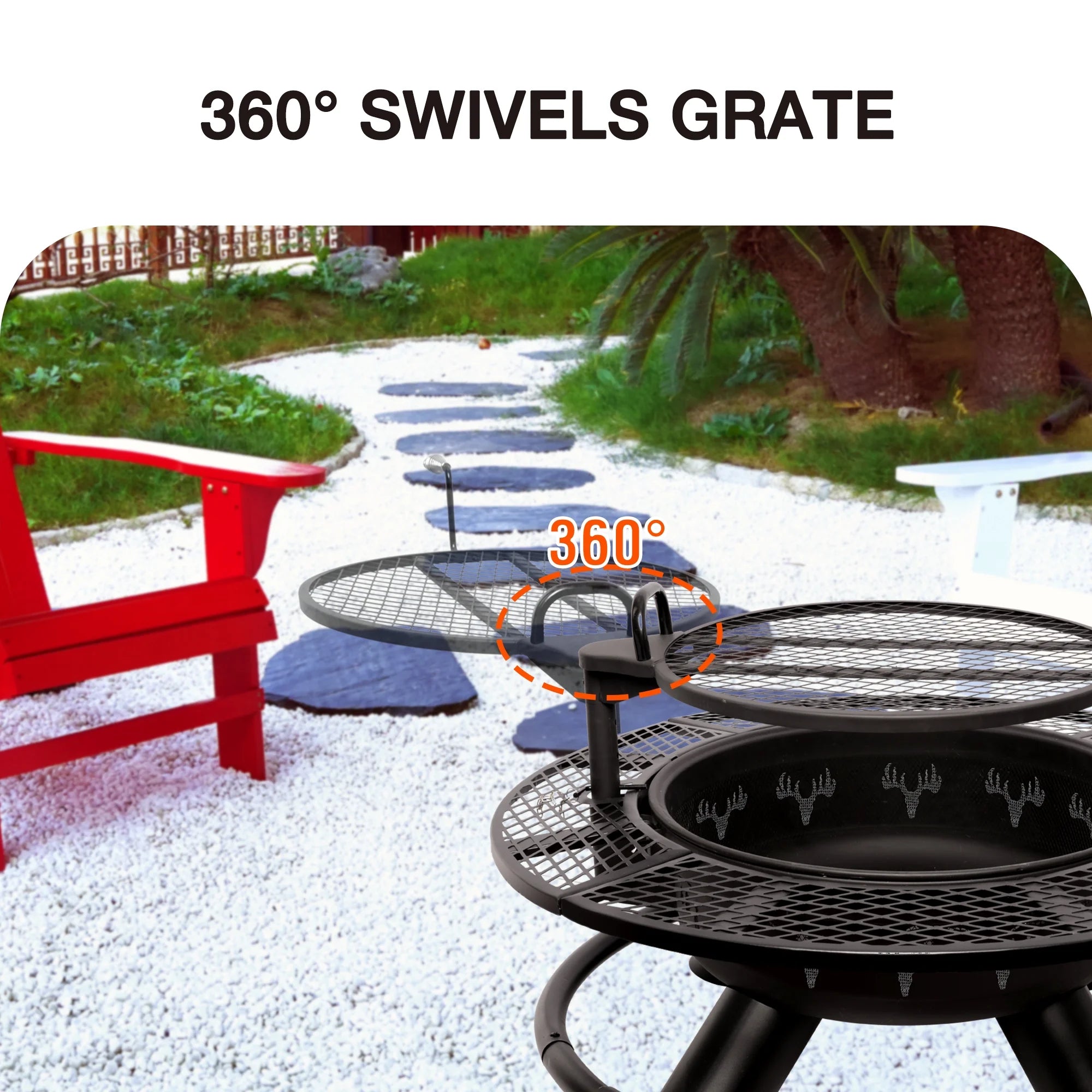 Fire Pit with Grills Grate, 47