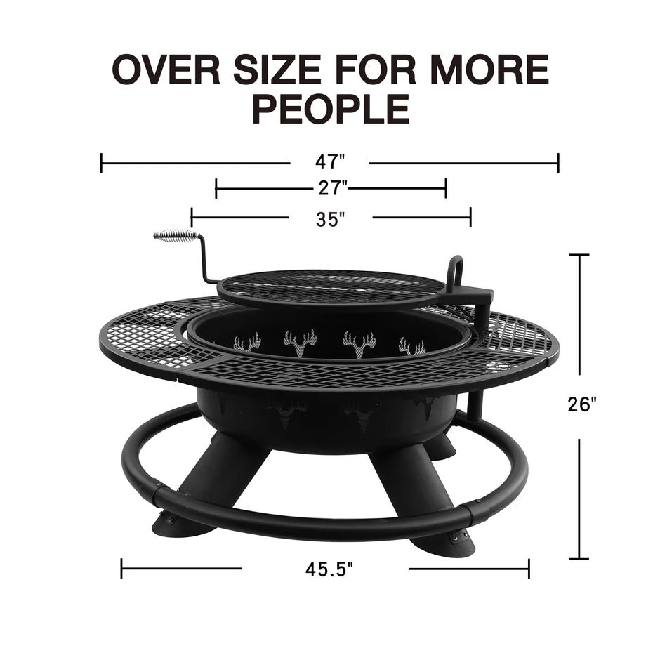 Fire Pit with Grills Grate, 47