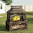 Fire Pits for outside Wood Burning, Outdoor Fireplace with Log Storage Rack, Freestanding Chiminea Fireplace with Mesh Screen and Pocker for Backyard Patio Party Camping Picnic, 37
