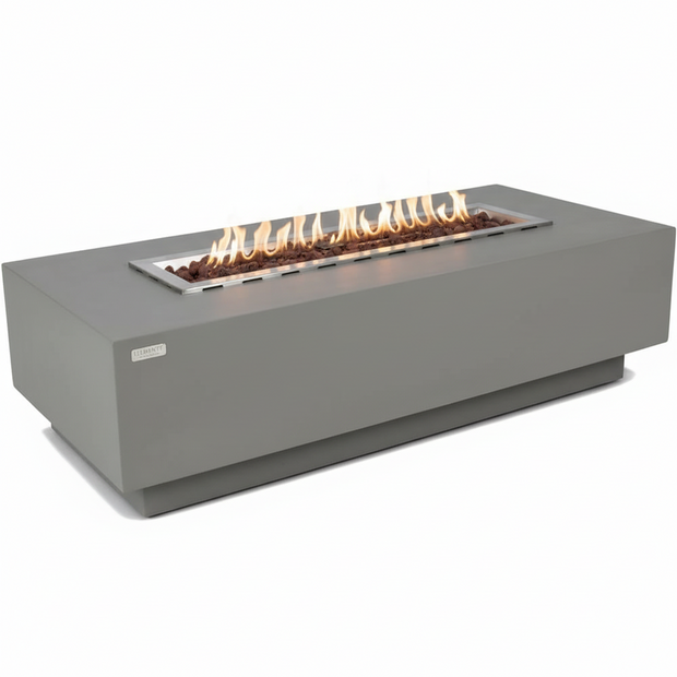 Hampton Fire Table Outdoor Fire Pit 56" X 32" Cast Concrete Firepit Includes Lava Rocks 45,000 Btus Outdoor Fireplace for Patio Furniture Set, Deck, Porch, Outdoor Heater - Liquid Propane