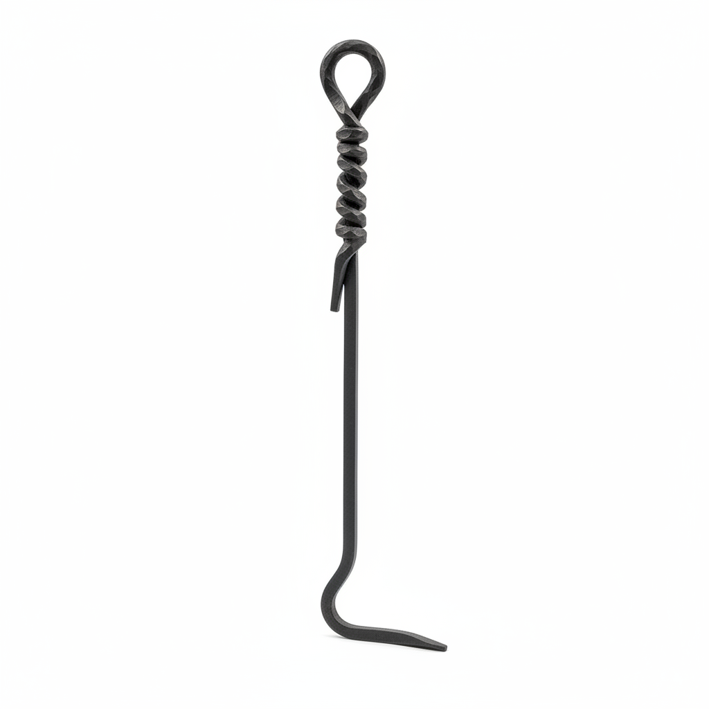 18 In. Tall Black Mini Rope Design Fireplace Poker Tool