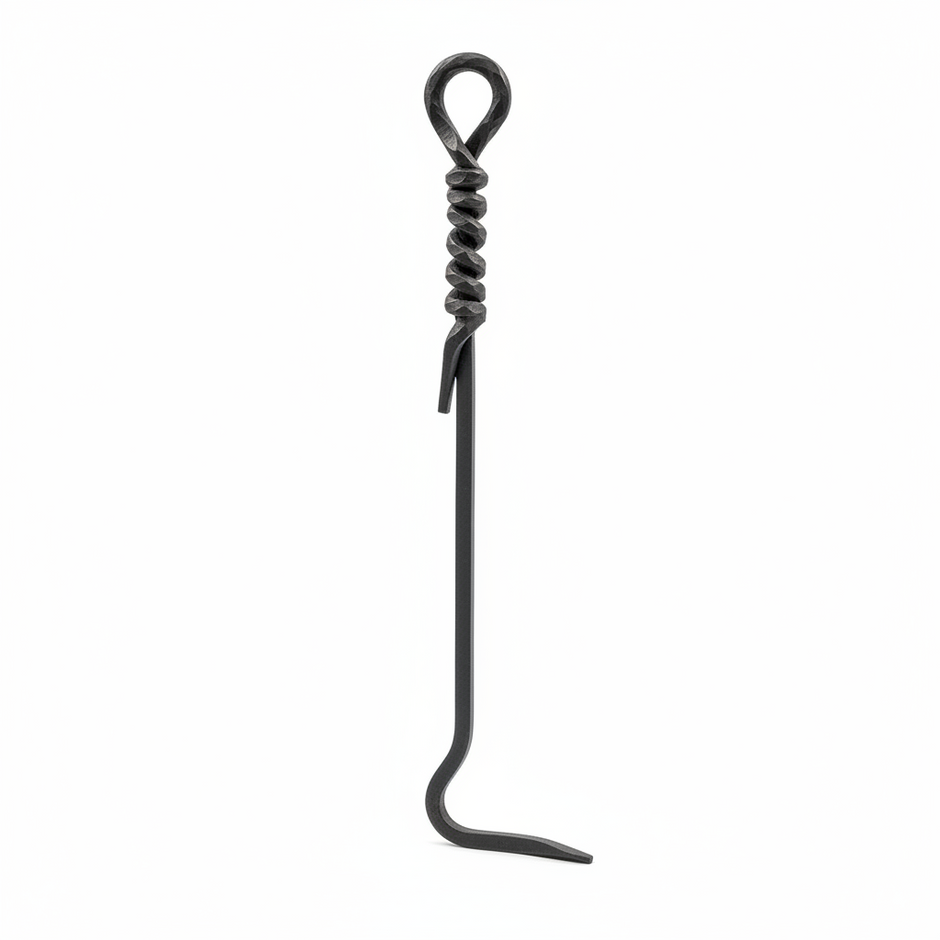 18 In. Tall Black Mini Rope Design Fireplace Poker Tool