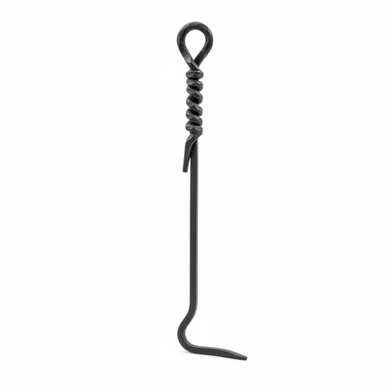18 In. Tall Black Mini Rope Design Fireplace Poker Tool