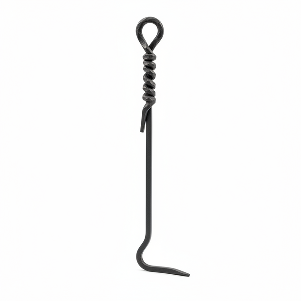 18 In. Tall Black Mini Rope Design Fireplace Poker Tool