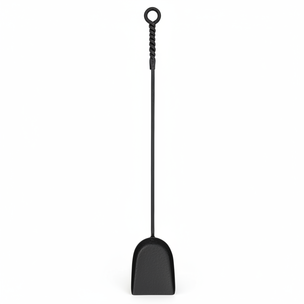 36 In. Tall Black Extra-Long Rope Design Fireplace Shovel