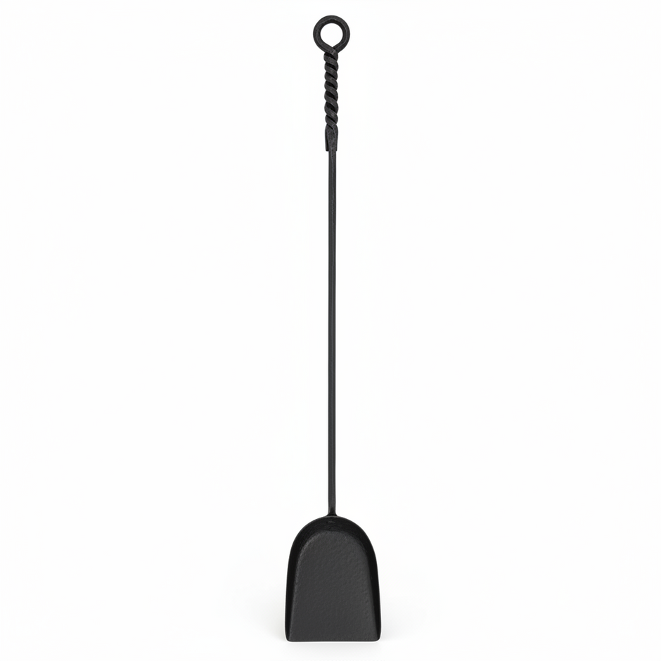 36 In. Tall Black Extra-Long Rope Design Fireplace Shovel