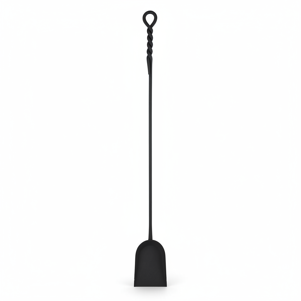 36 In. Tall Black Extra-Long Rope Design Fireplace Shovel