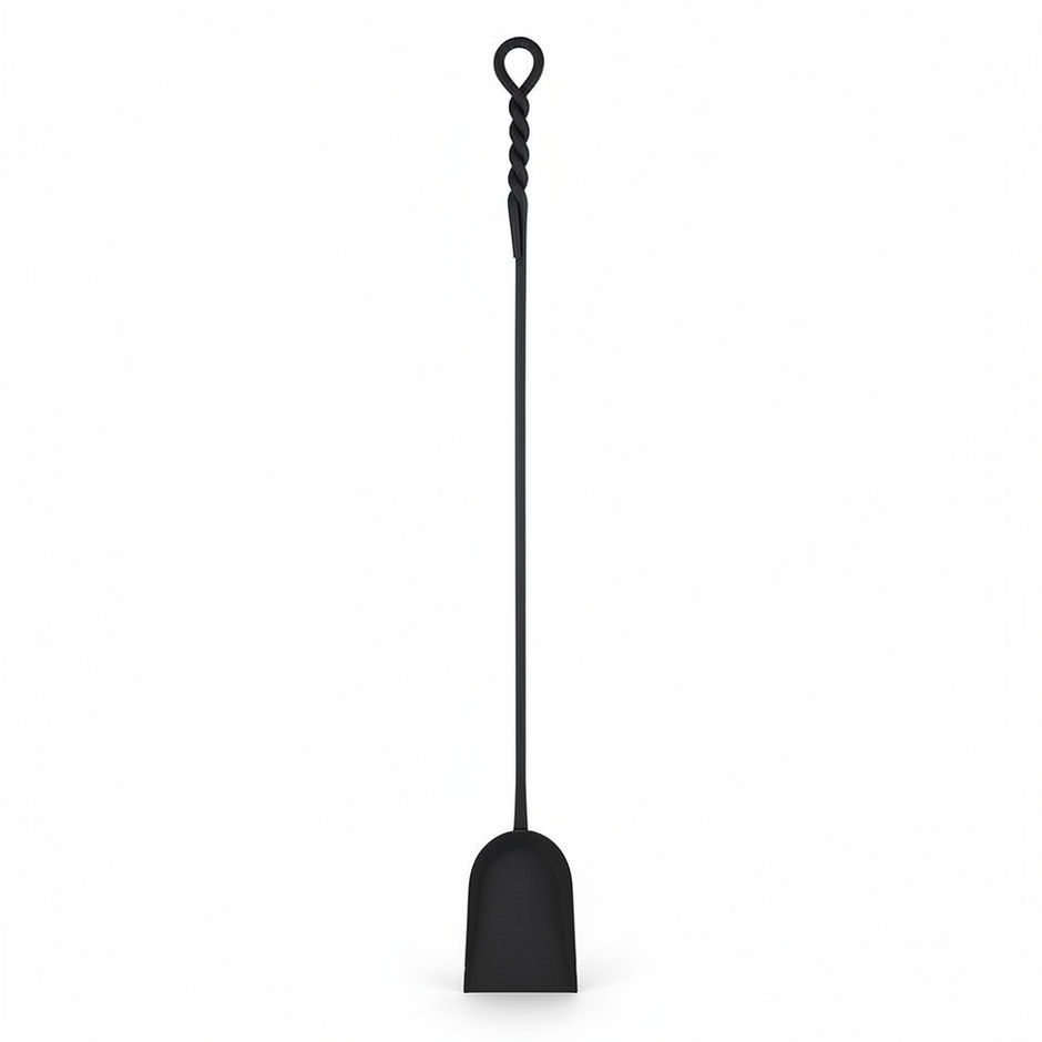 36 In. Tall Black Extra-Long Rope Design Fireplace Shovel