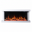 50 In. Wall Mount 3-Sided Electric Fireplace in White with Thermostat and Remote, 12-Flame Colors, LED Side Lights