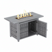 43 In. 50,000 BTU Light Gray Rectangle Rattan Wicker Outdoor Propane Fire Pit Table