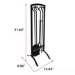 5-Pieces Iron Fireplace Tools Sets Fireplace Accessories Tools with Holder for Indoor Outdoor Fireplace Fire Pit Black