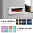 50 In. Wall Mount 3-Sided Electric Fireplace in White with Thermostat and Remote, 12-Flame Colors, LED Side Lights