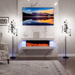 50 In. Wall Mount 3-Sided Electric Fireplace in White with Thermostat and Remote, 12-Flame Colors, LED Side Lights